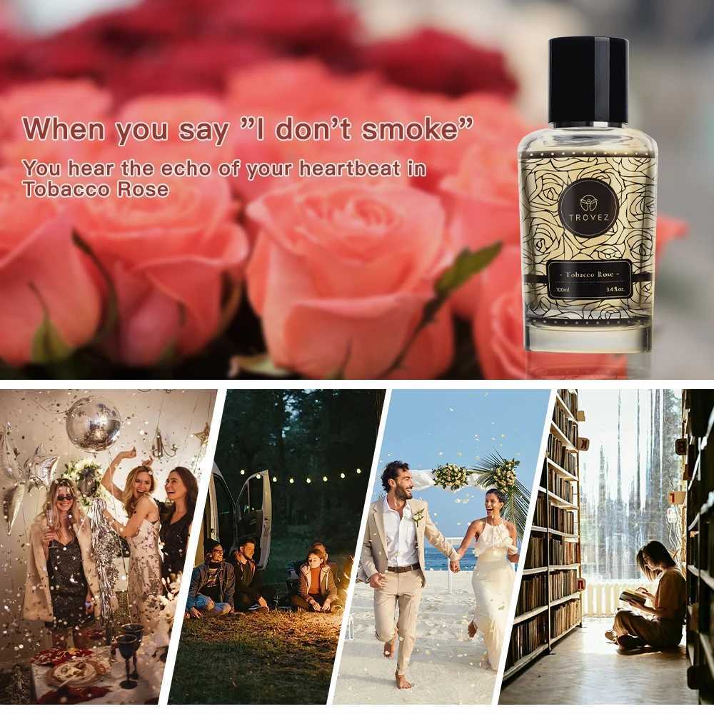 Trovez Tobacco Rose 100ml Perfume Long-lasting Fragrance Rich Unisex Perfume Scent Gifts Aroma Body Spray Perfumes for Men Women XJ250704