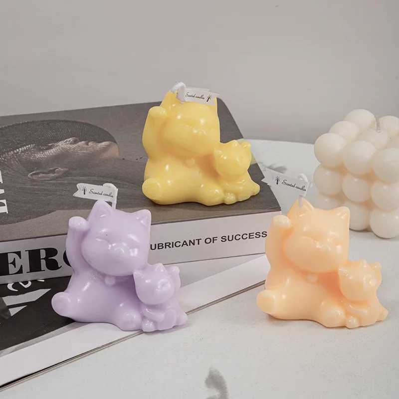 1pc Lucky Cat Scented Candles Soy Wax Creative Aromatherapy Candles Decorative Cat Ornaments Home Room Decor Gift 6 Scents W250704