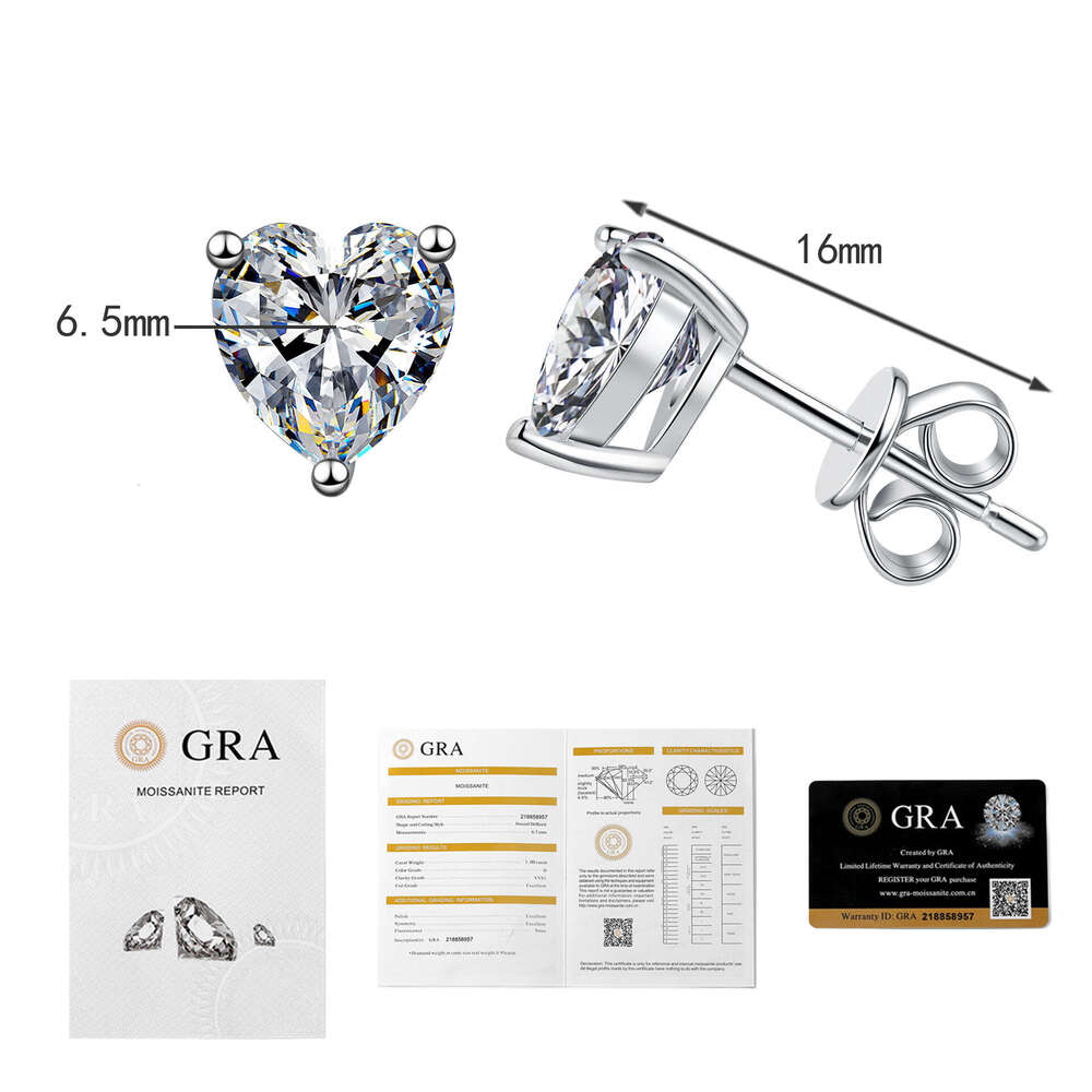 S925ier Heart-S925haped MoiS925S925anite S925imple EarringS925 Women, Plated with PT950 Gold, Gift for Girlfriend or BeS925t Friend 10b