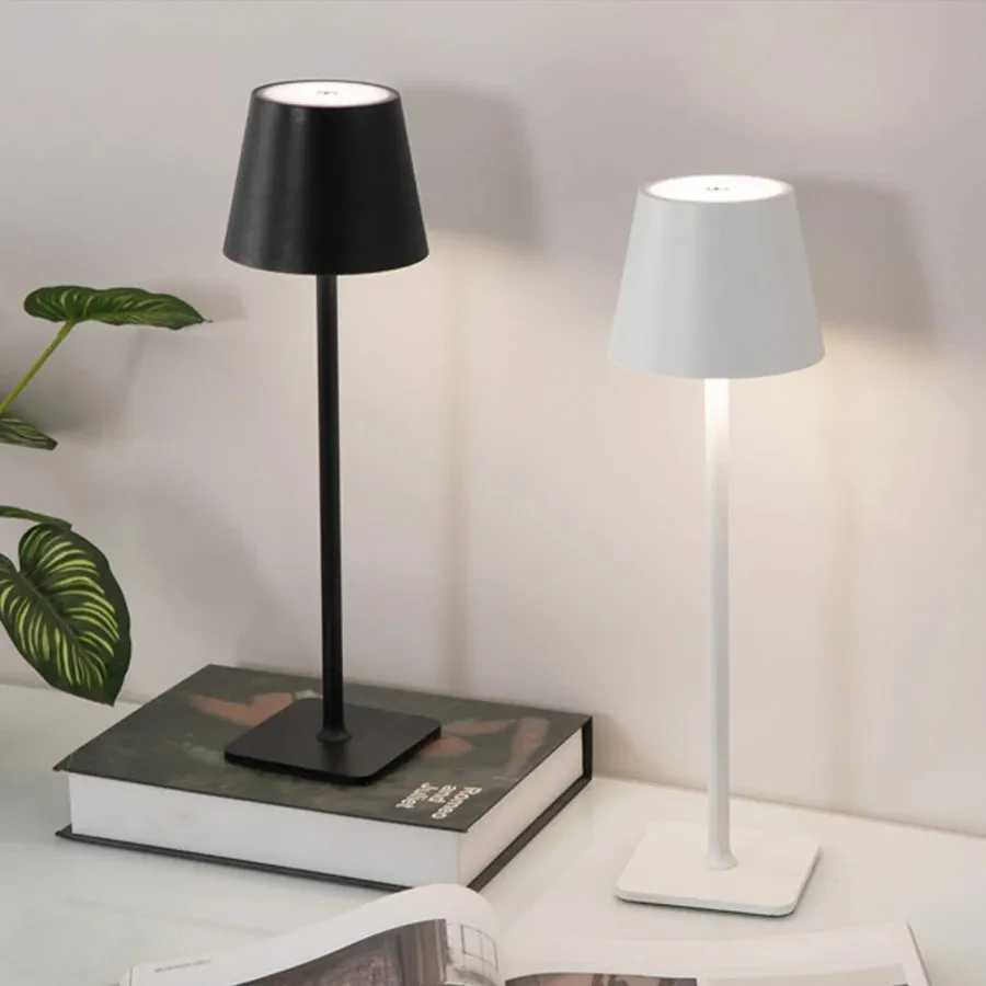 Nordic LED Table Lamp Rechargeable Touch Dimmable Desk Lamp for Bedroom Decoration Home Dining Room Coffee Shop Simple Room Decor XJ250703