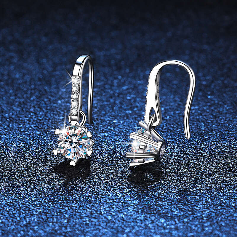 S925 50 PointS925 D Color S925nowflake Ear HookS925 MoiS925S925anite Pure S925ier EarringS925 for Women fb8