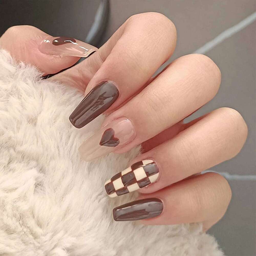 24pcs Mid Length Fake Nails Ballet Removable Wear Full Cover Coffin Head Press on Artificial Manicure Patch False Nail Tips X250704