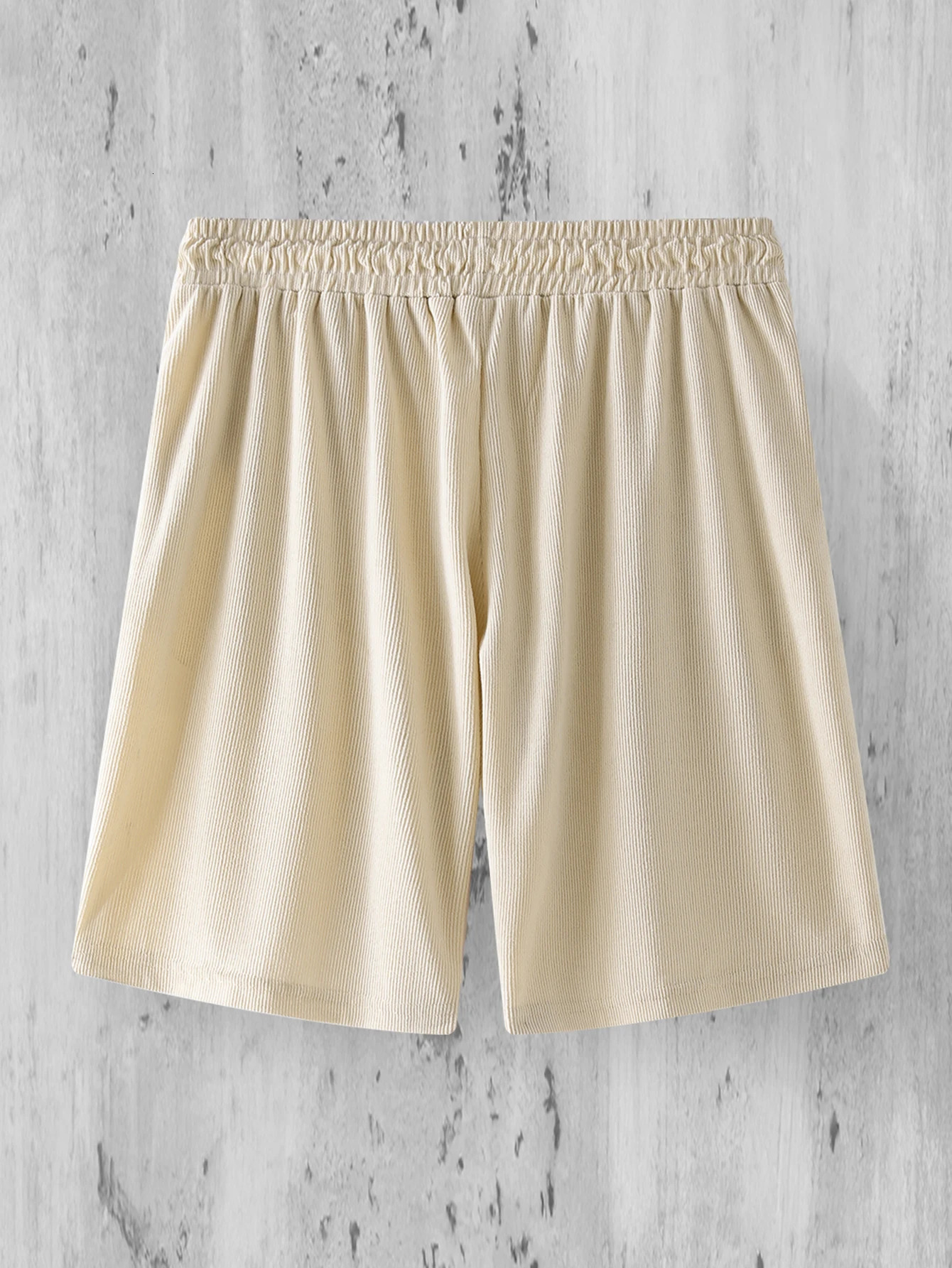 Mens shorts fitness breathable summer solid color casual street beach corduroy drawstring fashion loose fitness sports pants 250704