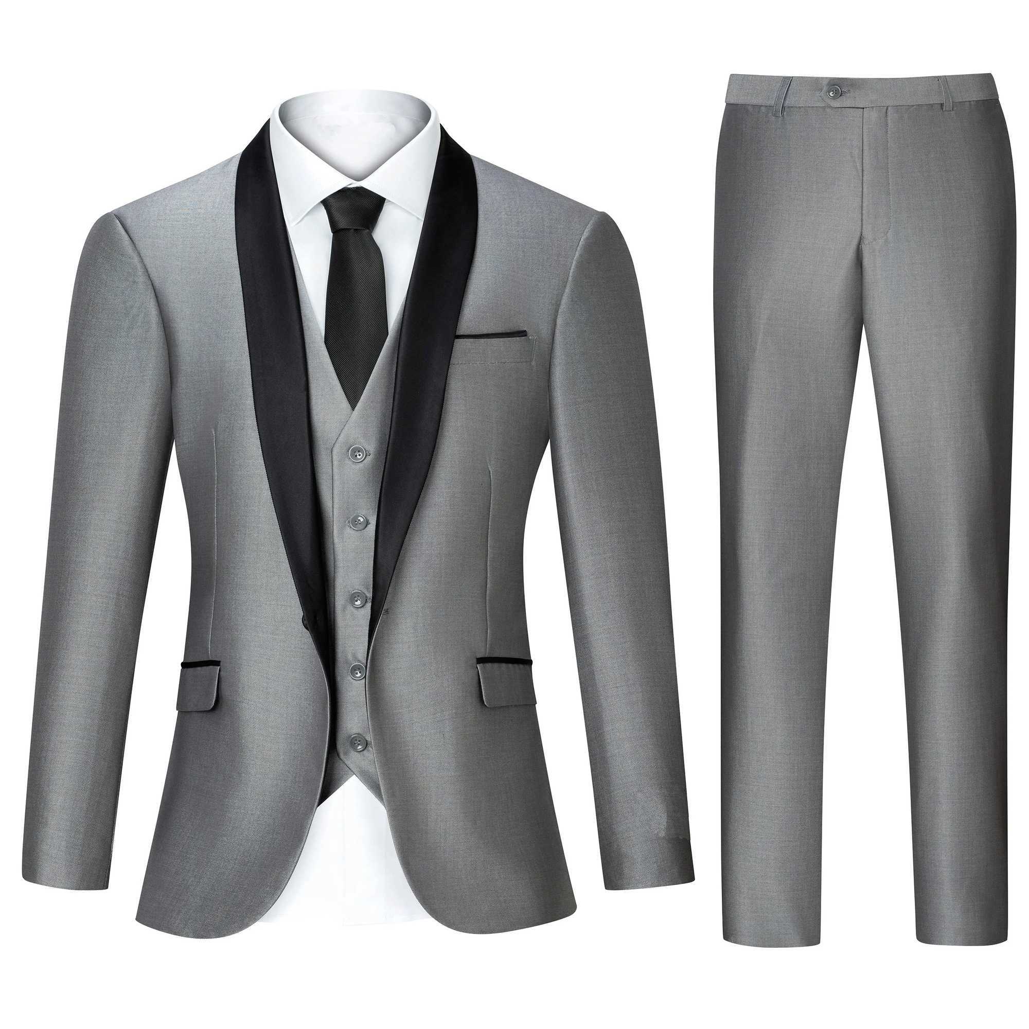New Mens 3 Pieces Suit Formal Business Notch Lapel Slim Fit Tuxedos Best Man Blazer For Wedding (Blazer+Vest+Pants) X250704
