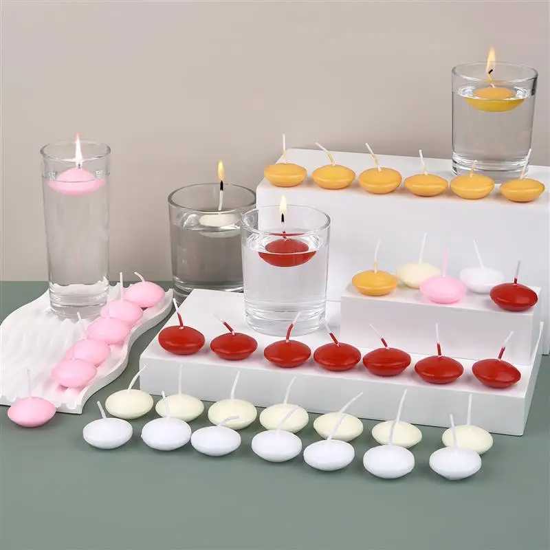 10Pcs Unscented Floating Candle Discs for Valentines Day Party Wedding Home Bathtub Decor Romantic Confession Candlelight W250704
