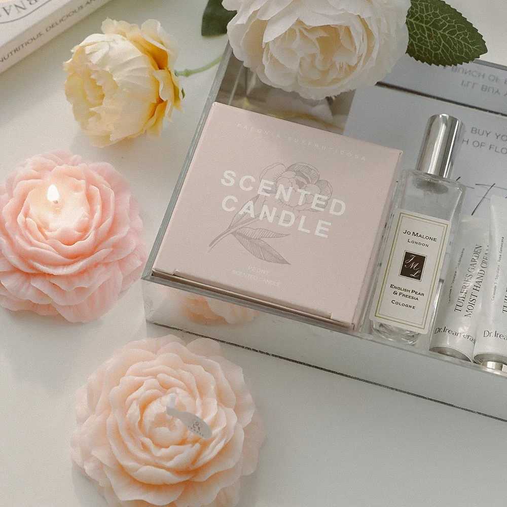 1 pack peony flower scented candle suitable for holiday and wedding parties indoor use bedroom and restaurant decoration W250704