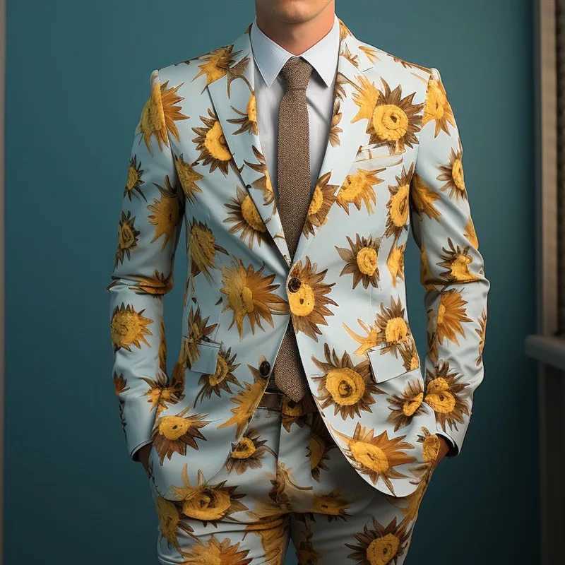 Fashion Mens Printed Suit Set Evening Prom Stage Dazzling Cool Performance Outfits Cosplay Party Slim Fit Stylish Costumes X250704