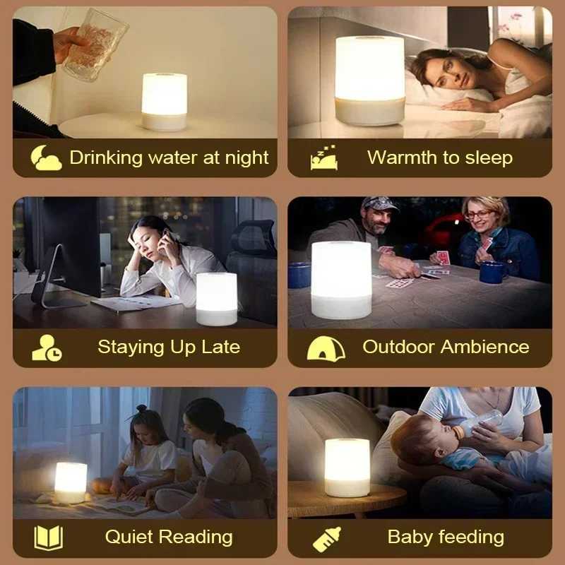Bedside Lamp Touch Dimming Rechargeable Table Lamp LED Night Light for Bedroom Dormitory College Student Kids Book Reading Lamp XJ250703