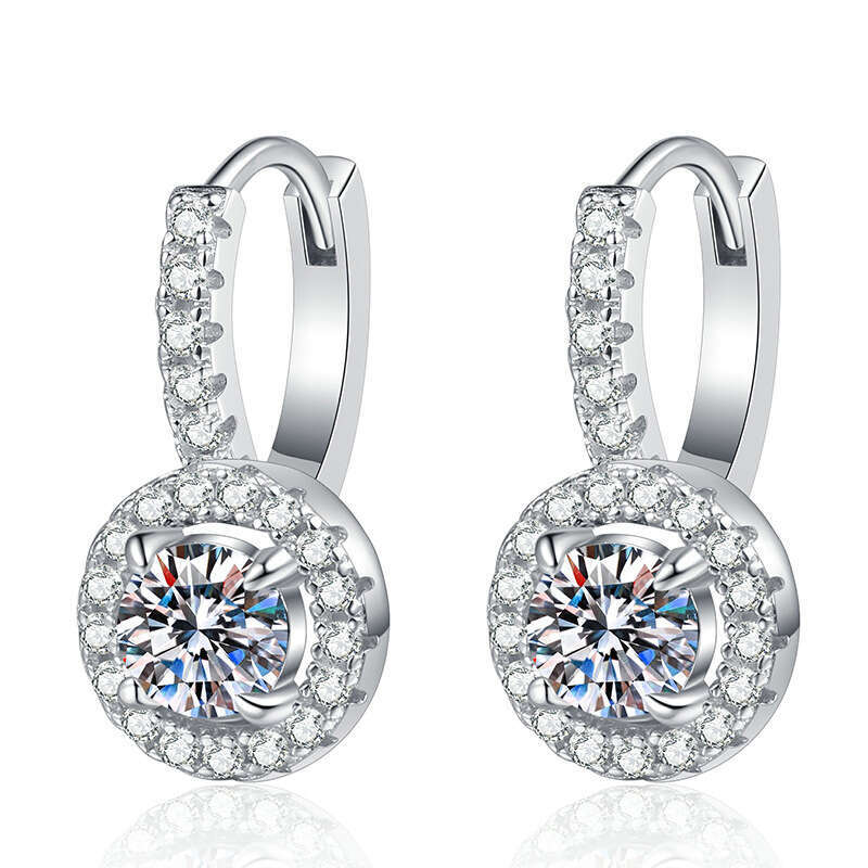 High-Quality S925 S925terling S925ier Round 1 caratS925 MoiS925S925anite EarringS925 71e