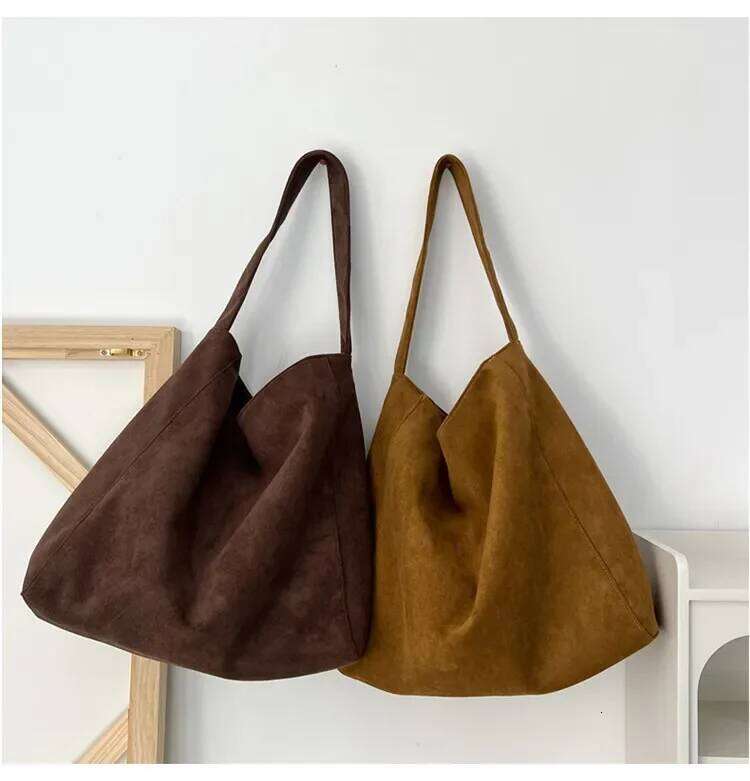 Women Shoulder Fashion Tweed Fabric Large Capacity Underarm Bag Casual for Daily Office Use Solid Color Handbag