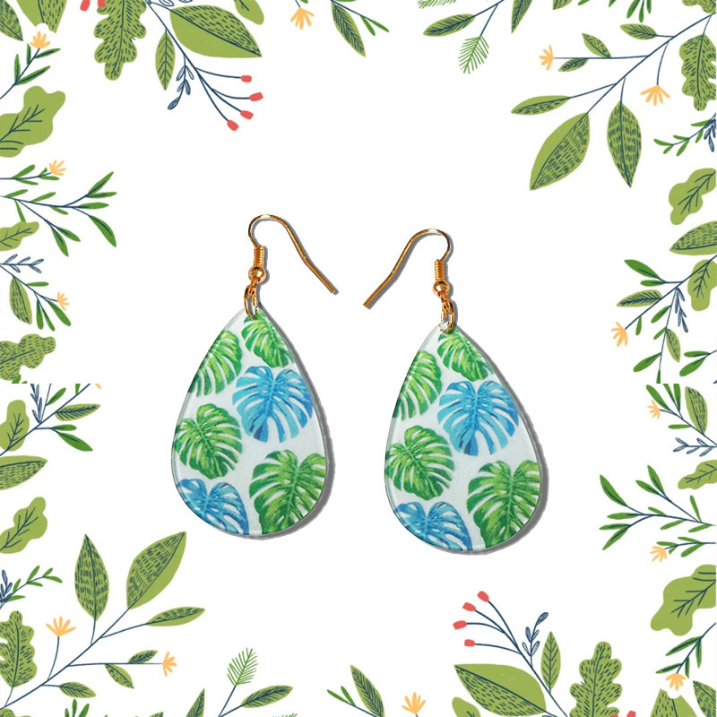 Jewelry Fresh Sweet Teardrop Butterfly Turtle Leaf Floral Transparent Acrylic Earrings