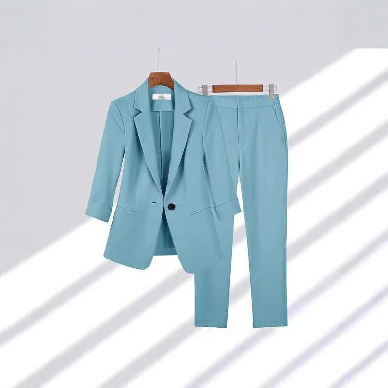 Elegant Womens Two Pieces Set Outfits Casual Long Slved Blazer and Pants Suit for Female Strtwear Spring and Autumn 2025 X250704