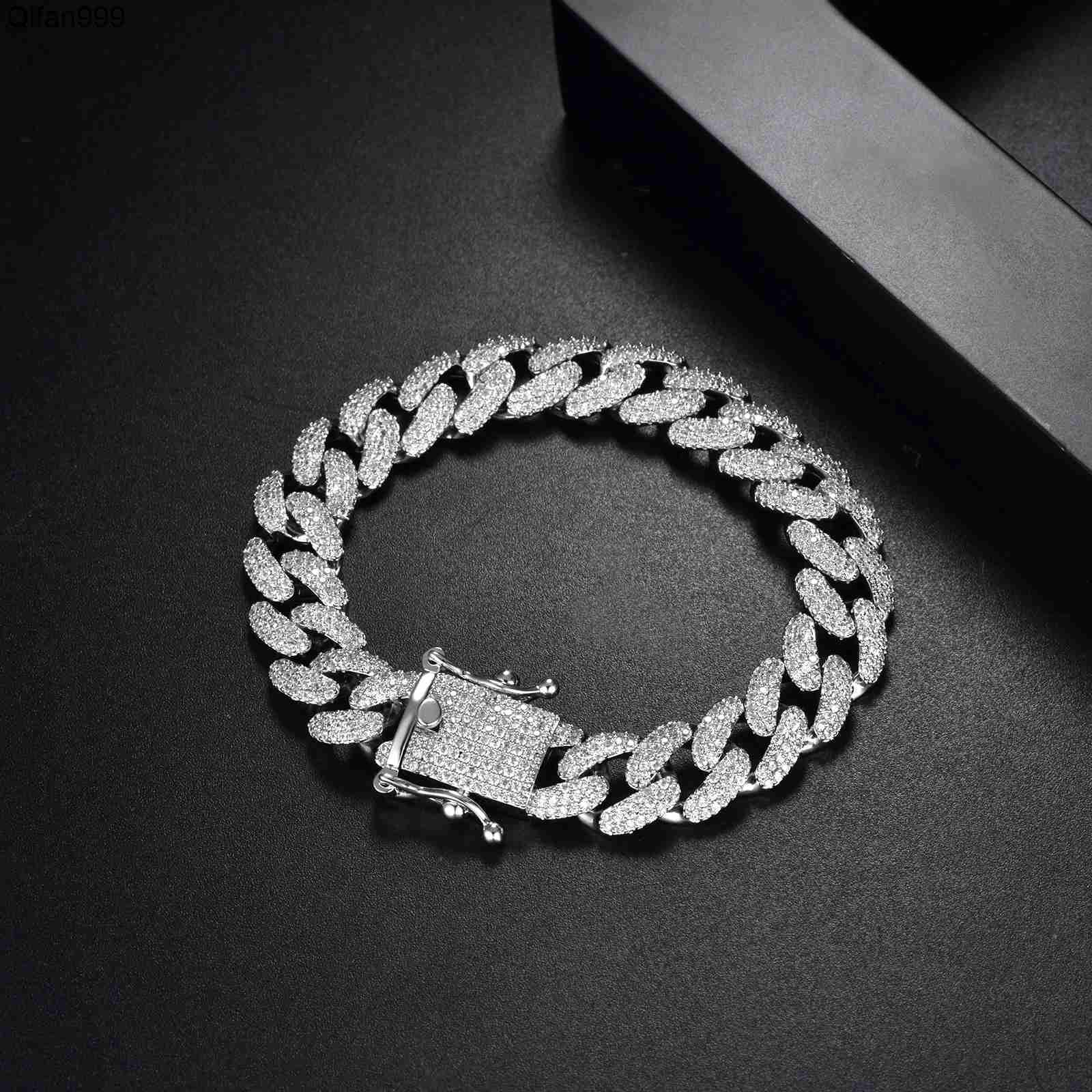 Street Hip-Hop Personality Trend Diamond Inlaid Natural Zircon Cuban Tennis Bracelet