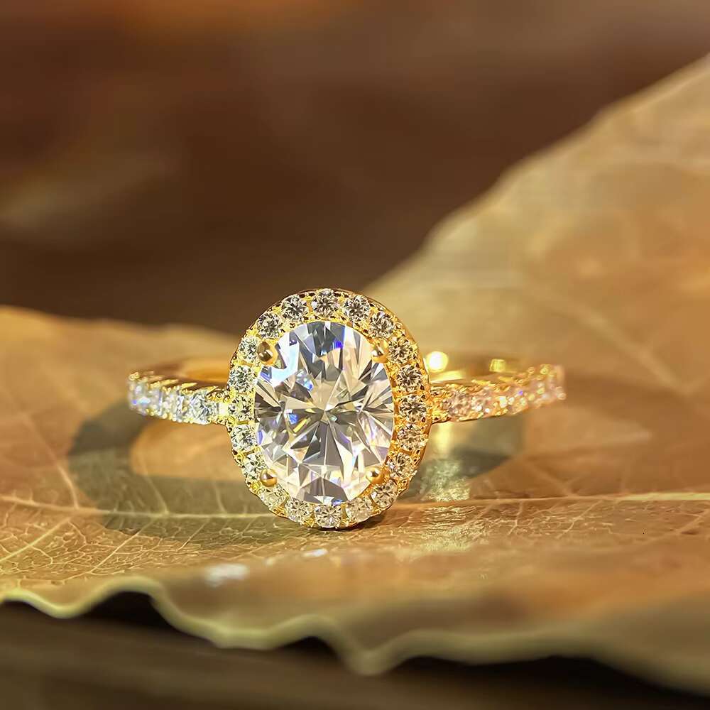 Classic VVS Moissanite 925 Sterling Silver Engagement Ring Womens Oval Cut Jewelry