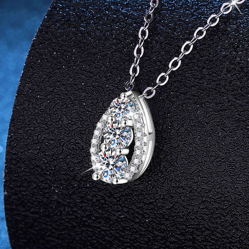S925terling S925ier Pendant Female caS925ual faS925hion Water Drop 60 PointS925 D Color MoiS925S925anite Necklace cde