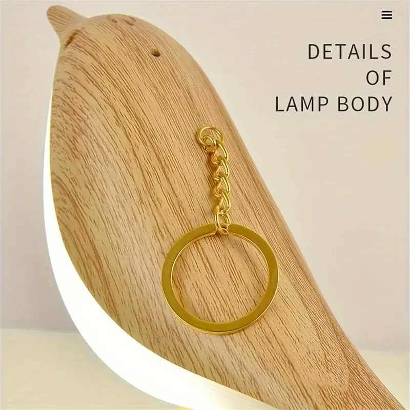 3 Colors Wooden Magpie Bird Night Lights LED Touch Sensor Controlled Dimmable Charging Lamp Aromatherapy Decoration AtmosphereXJ250703