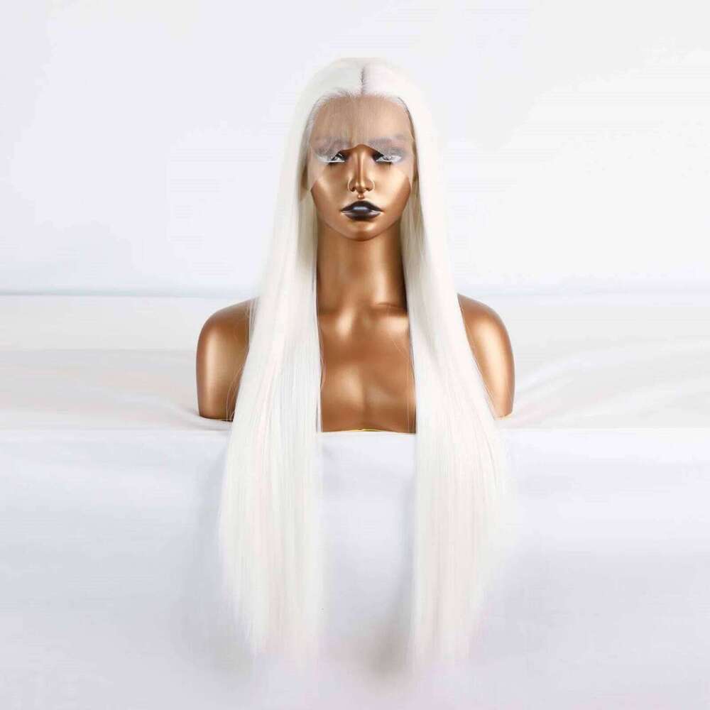Straight Synthetic Lace Front Glueless Ready to Wear Long Wig Cosplay Snow White Colored Wigs for Women