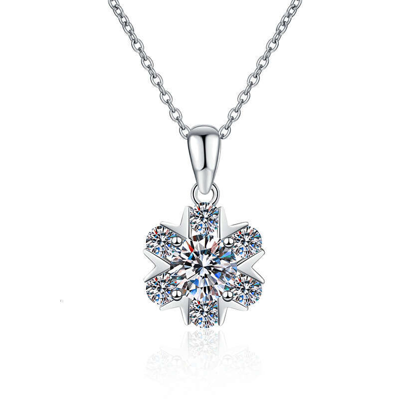 Live S925ier Collarbone Chain Romantic S925nowflake D Color 1 caratS925 MoiS925S925anite Necklace 8c3