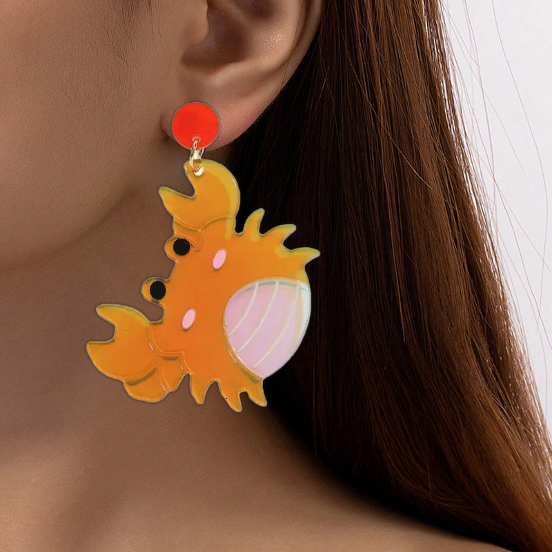 Fashionable Elegant Small Exquisite Cute Ocean Crab Earrings Personality Versatile Vacation Style