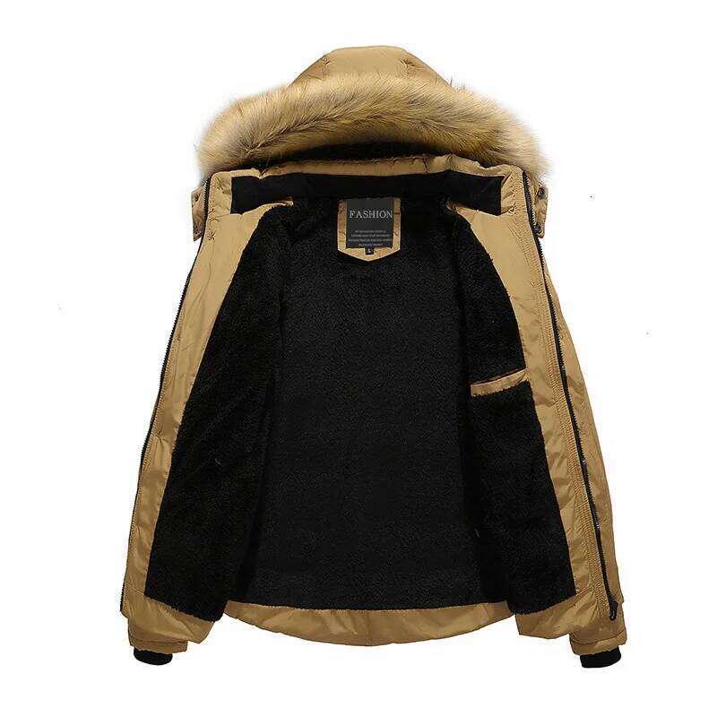 Men Winter Thick Warm Parka Fleece Fur Hooded Military Jacket Outdoor Sport Coat Hiking Camping Trekking Skiing Men 250703