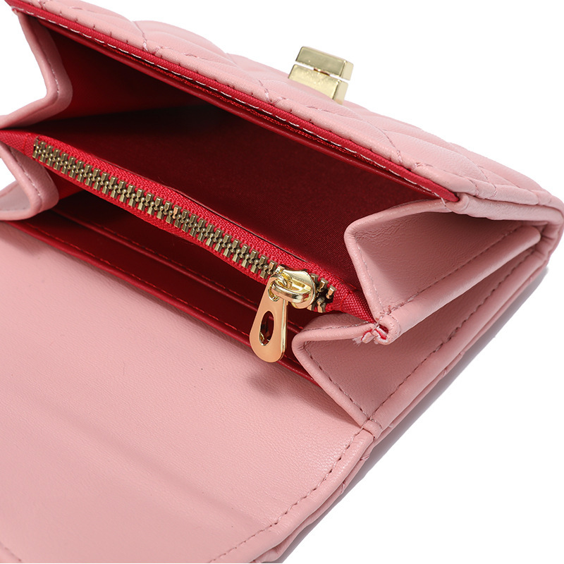 Free Shipping Designer Bag 2025 New Korean Style Card Holder For Women Small And Exquisite High-end Quilted Locking ID Student Wallet