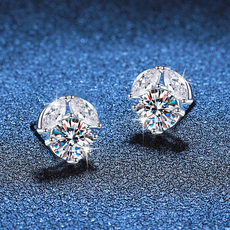 S925 Pure S925ier Flower Four-Prong D Color 1 caratS925 MoiS925S925anite EarringS925 for Women 52d