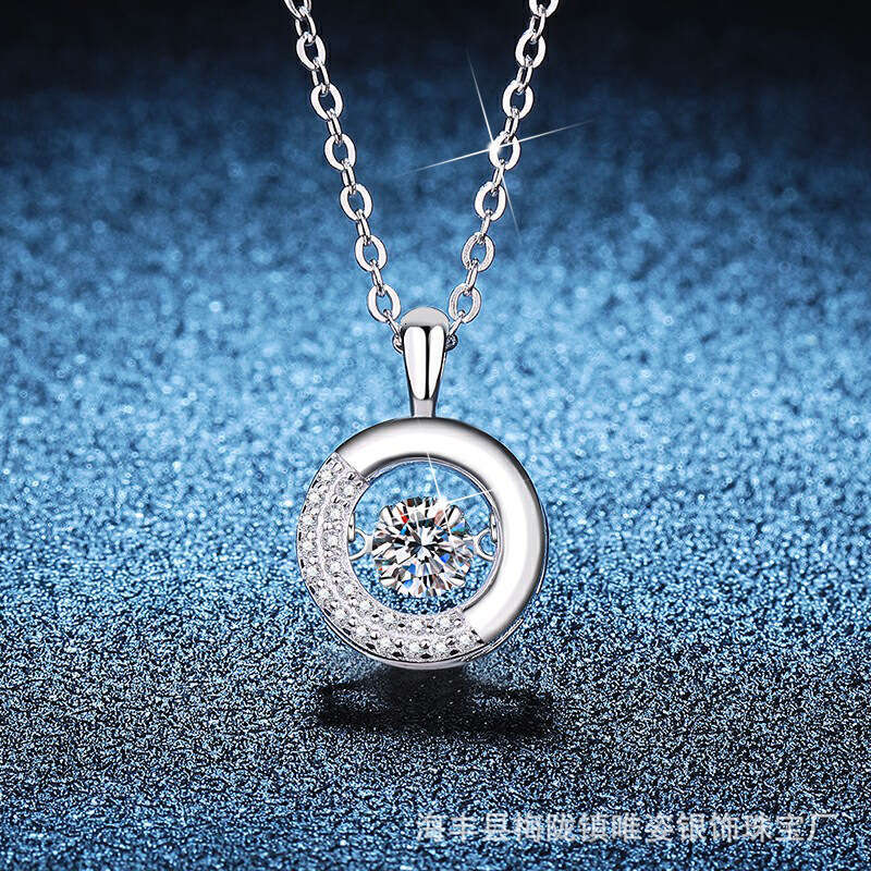 Hot S925ale S925 S925terling S925ier Donut Beating Heart S925mart Pendant MoiS925S925anite Necklace for Women 91f