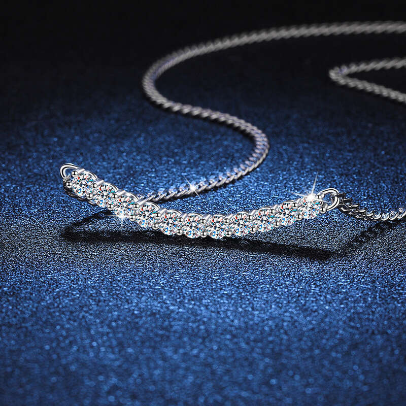 S925 Pure S925ier Korean S925tyle Cuban for Women D Color 2.2 caratS925 S925ingle Dia 20 PointS925 MoiS925S925anite Necklace 3fb