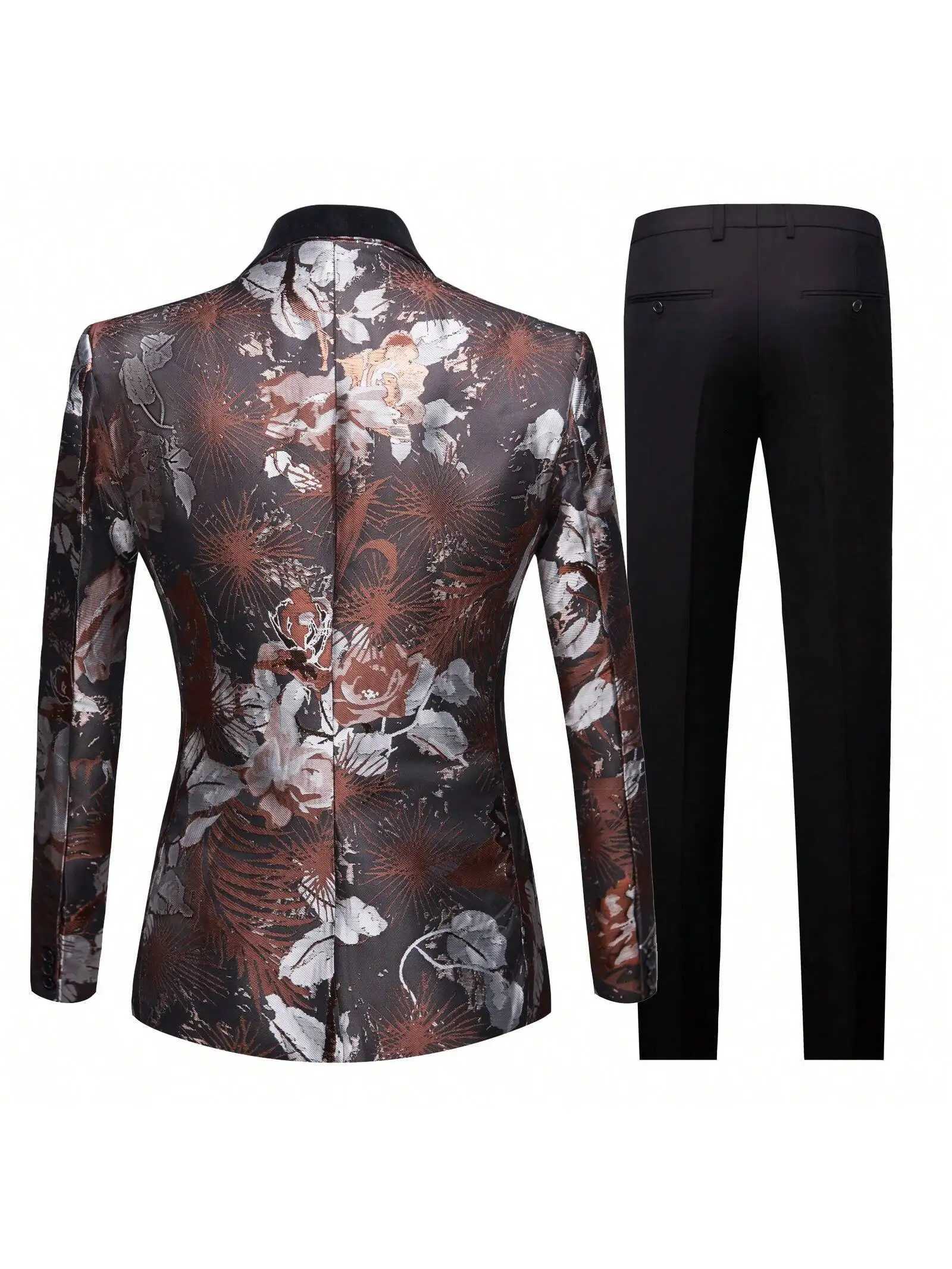 Mens Slim Fit 3-Piece One Button Tuxedo Suit Set for Wedding Prom Dinner Party (Blazer+Vest+Pants) X250704