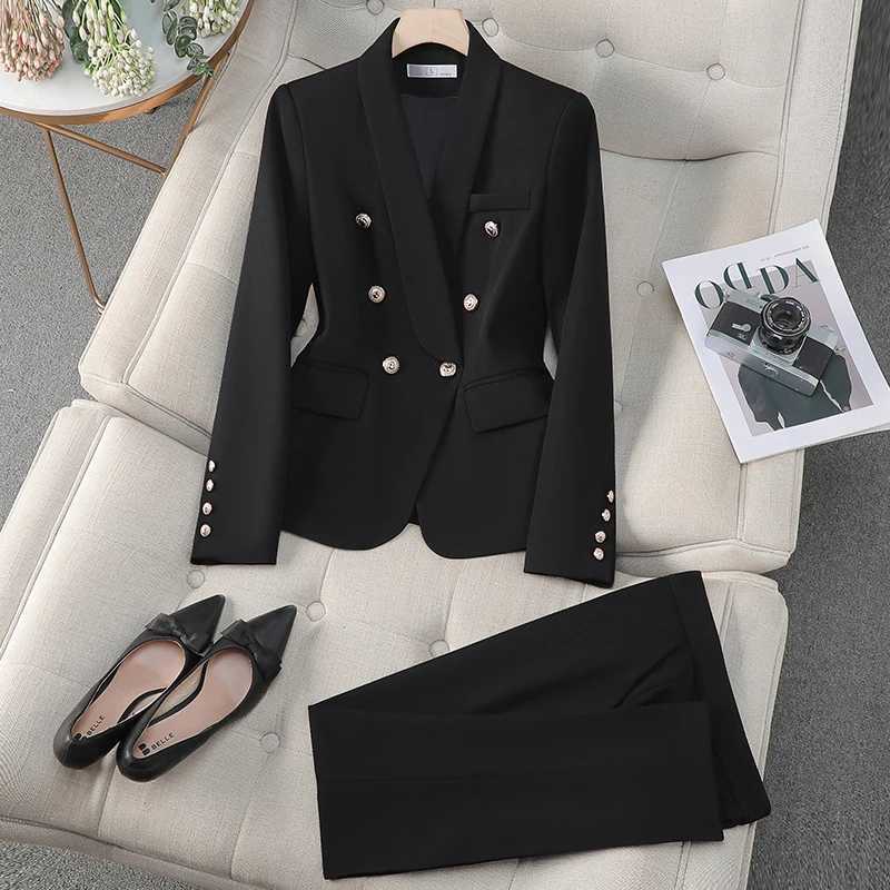 ZJYT Spring 2025 New Office Lady Business Formal Blazer Set Pants 2 Pieces Womens Outfit Elegant Plus Size Jacket Trousers Suit X250704