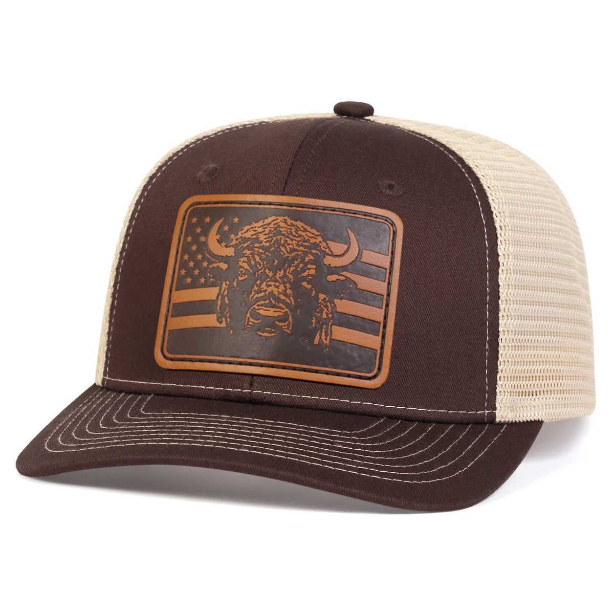 Unisex Brown Flag Bl Leather Label Baseball Net Caps Spring and Summer Outdoor Adjustable Casual Hats Sunscreen Hat X250704