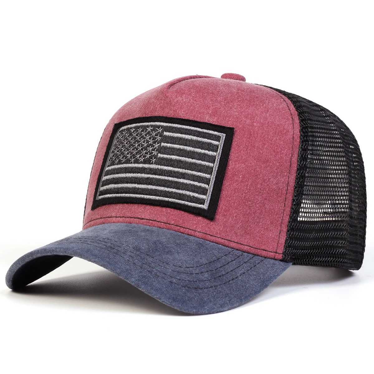 Unisex Flag Embroidery Washed Baseball Net Caps Spring and Summer Outdoor Adjustable Casual Hats Sunscreen Hat X250704