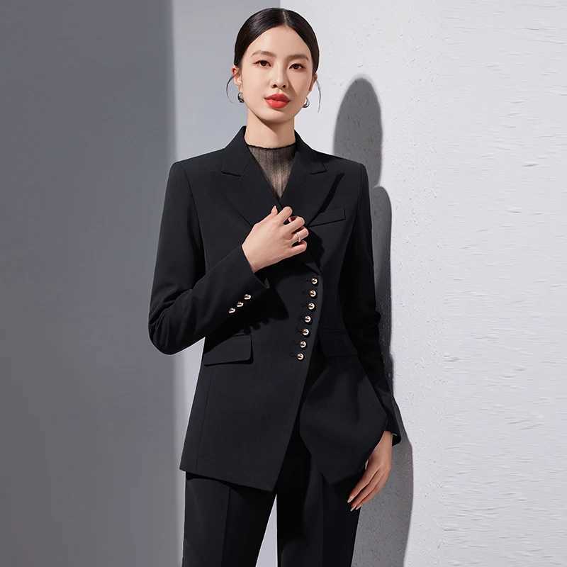 ZJYT Business Formal Blazer Pant Set Women 2 Pieces Autumn Elegant Lady Long Slve Jacket Trousers Suit Plus Size Outfit Female X250704