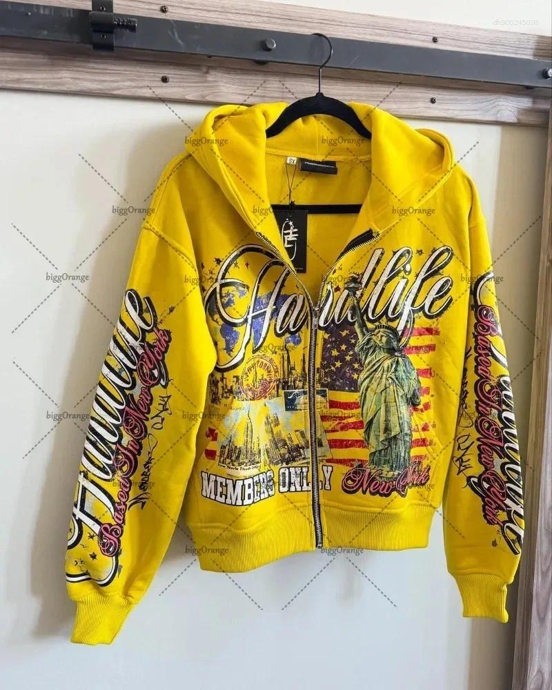 Men's Hoodies American Retro Letter Casual Loose Zipper Hoodie Men Street Hip-hop Fashion Harajuku Oversized Sweatshirt Women
