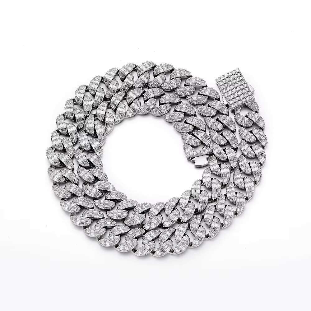 Fashion Hip Hop Reasonable Price Jewelry Purple Box Clasp Zircon Brass Miami Cuban Chain Choker Necklace