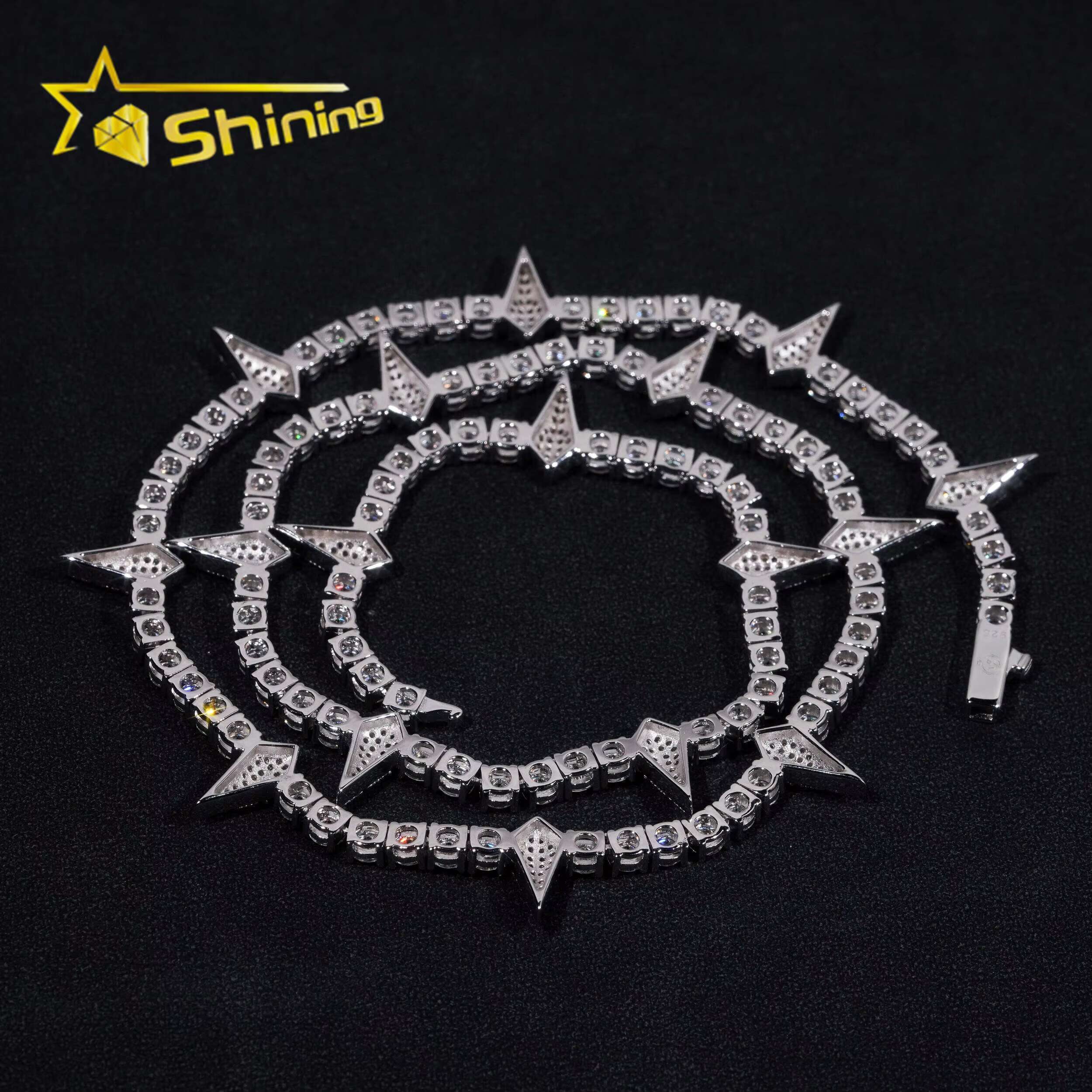 Custom Tennis Necklace Silver 925 New Design Iced Out Vvs Moissanite Diamond Hip Hop Lab Diamond Tennis Chain