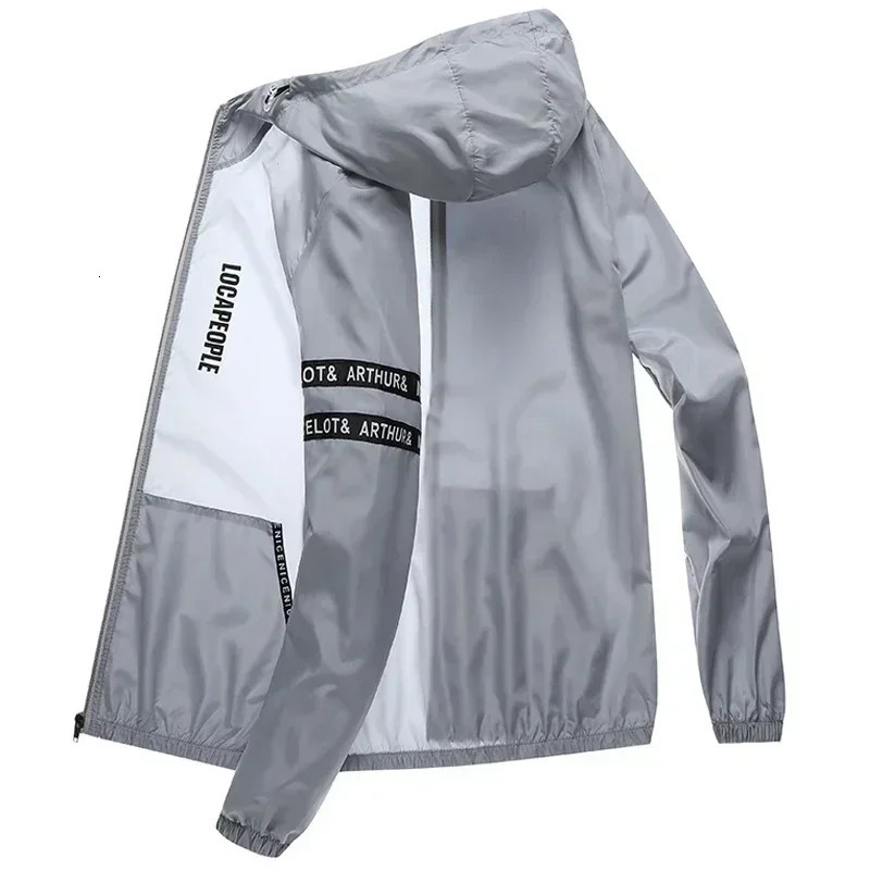 Summer Sun Protection Clothing Mens Casual Waterproof Quick-drying Bicycle Hooded Jacket Plus Size Hiking Thin Skin windbreaker 250704