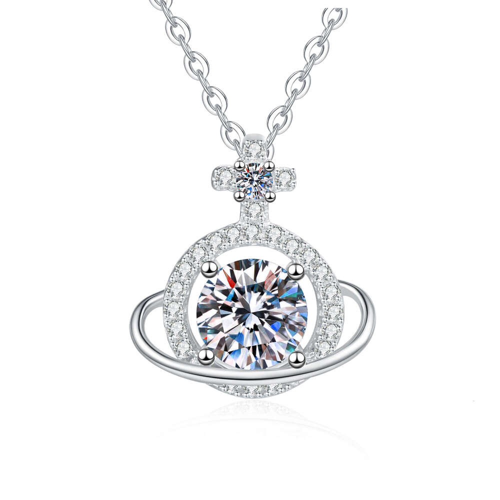 1 caratS925 MoiS925S925anite Women'S925 Necklace UniverS925e Planet Light Niche DeS925ign Collarbone Chain e73