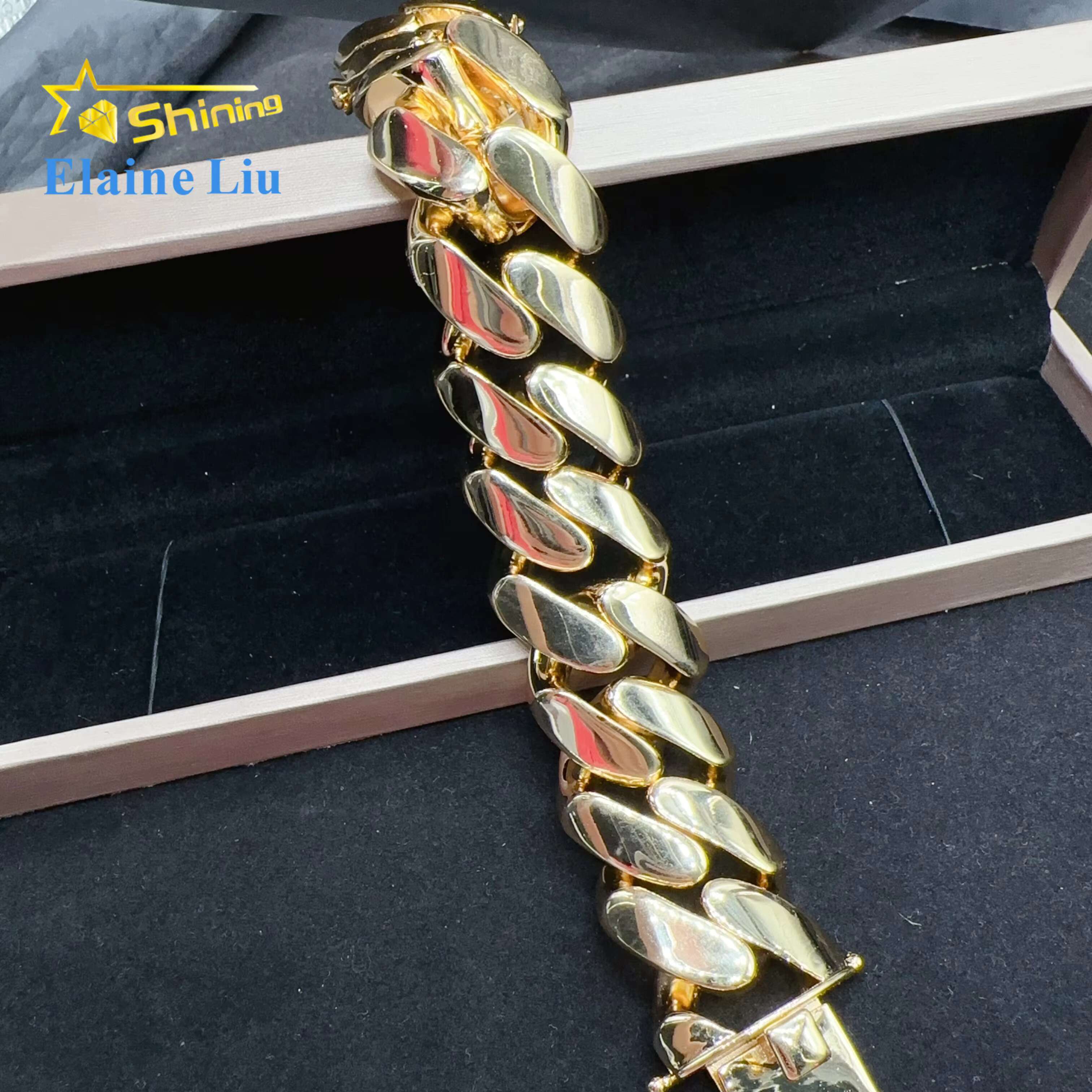 22MM Width Big Cuban Bracelet Hip Hop Jewelry Brass Real Gold Plated Cuban Link Chain Men Bracelet