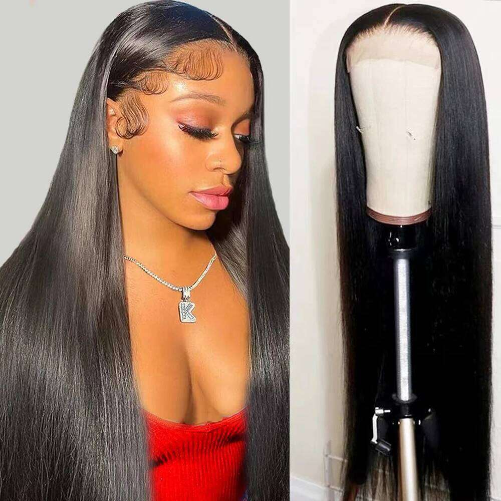 13x4 HD Natural Straight 200% Density Pre Plucked 13x6 Frontal Black Lace Front Wig Human Hair for Women