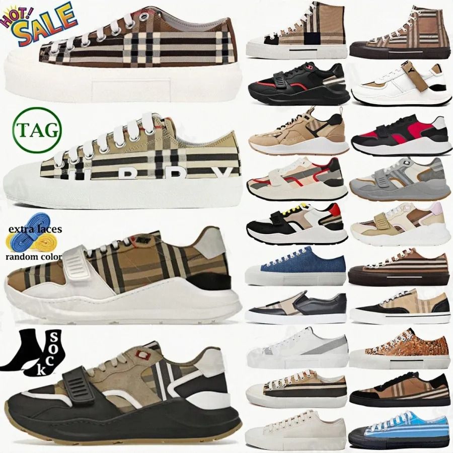 Designer Sneakers Vintage Ramsey Check Shoes Trainers Cotton Suede Leather Sneaker Men Archive Beige Birch Brown Soft Blue