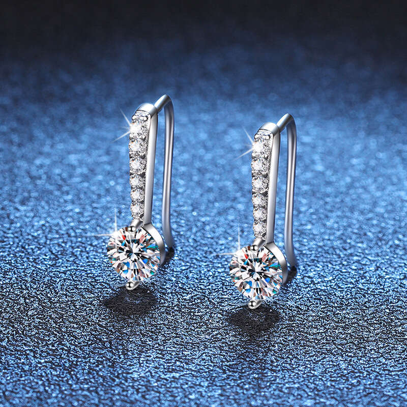 S925 Pure S925ier Angel'S925 TearS925 Elegant S925imple Ear HookS925 One caratS925 D Color MoiS925S925anite EarringS925 for Women 8c5