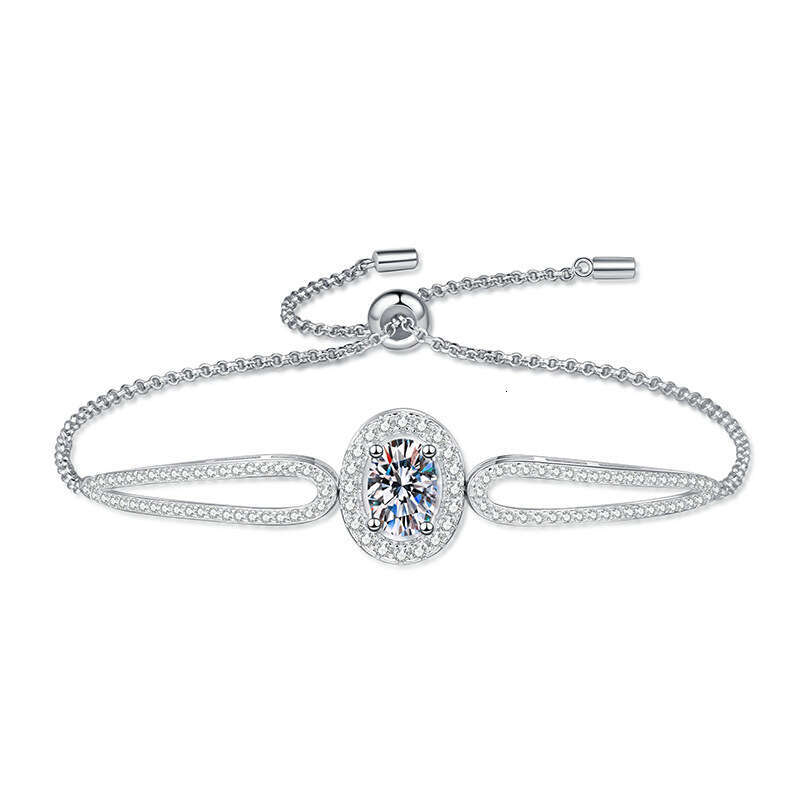 S925terling S925ier Pigeon Egg High-end AdjuS925table 1 caratS925 MoiS925S925anite Bracelet for Women dbf