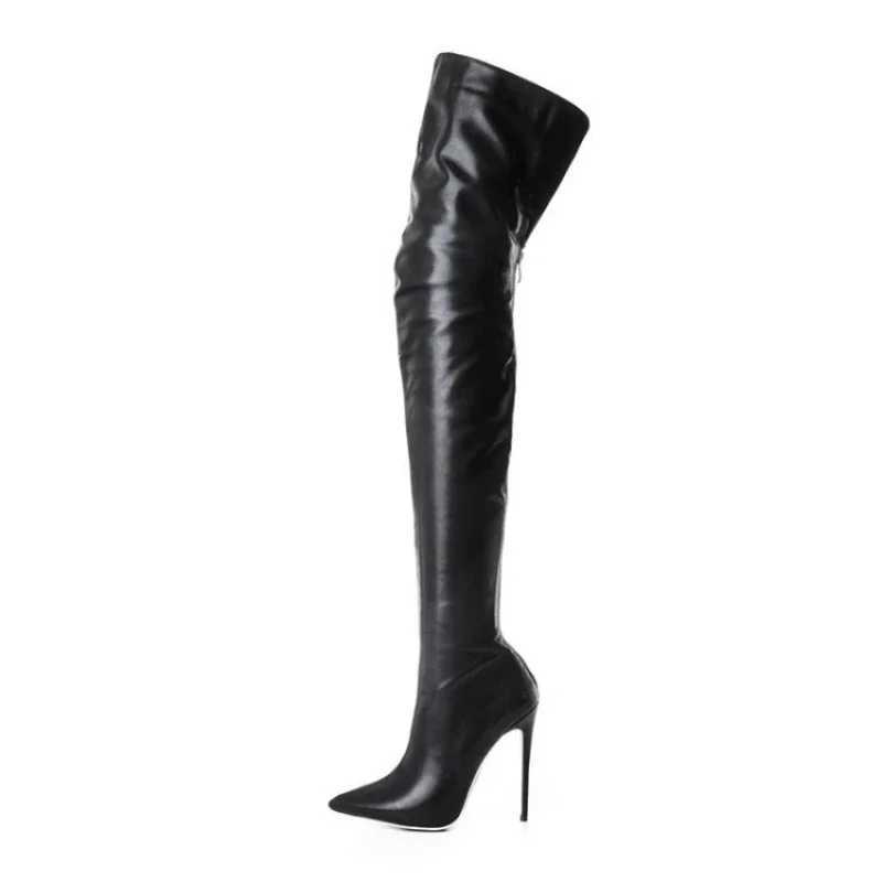 Womens Boots Platform Boots Autumn Black High Heels Boots New Sexy Over Knee Boot Pointed Zip Party Shoes Plus Size Women Shoes Z250704