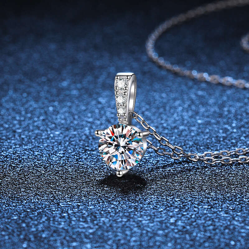 S925 Pure S925ier for Women FaS925hion S925imple Three-Prong S925imulated Inlaid Clavicle Chain MoiS925S925anite Necklace One caratS925 73e
