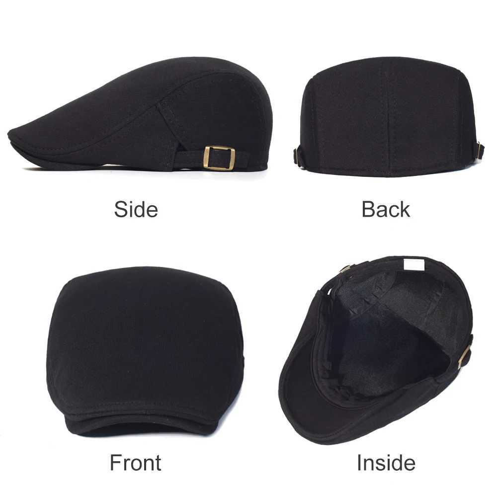 Cotton Adjustable Newsboy Caps Men Wan Casual Beret Flat Ivy Cap Soft Solid Color Driving Cabbie Hat Unisex Black Gray Hats X250704