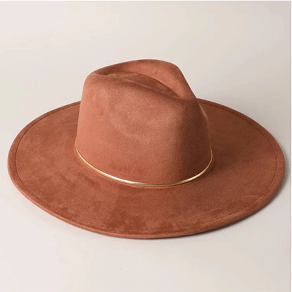 Colorful Suede 9.5cm Wide brimmed Womens Hat Mens Church Jazz Hat Fedoras Cowboy Hat Panama Hat 250701