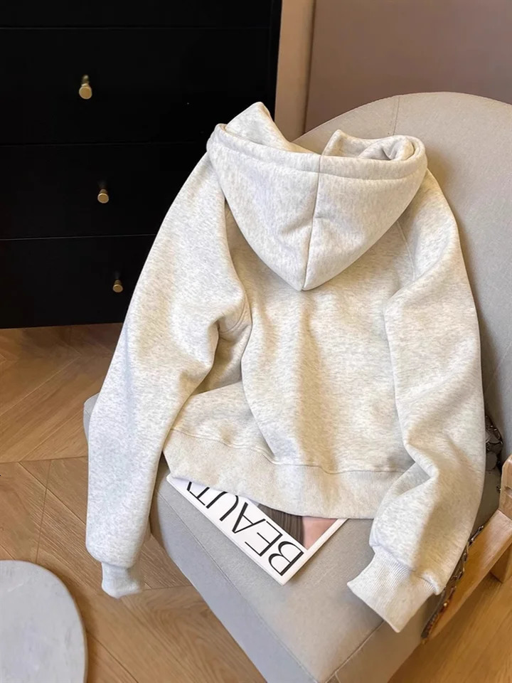 Thickened Pure Cotton Fleece Womens Hoodie Sweatshirt Oversize American High Street Style Autumn Winter Arrival 250704