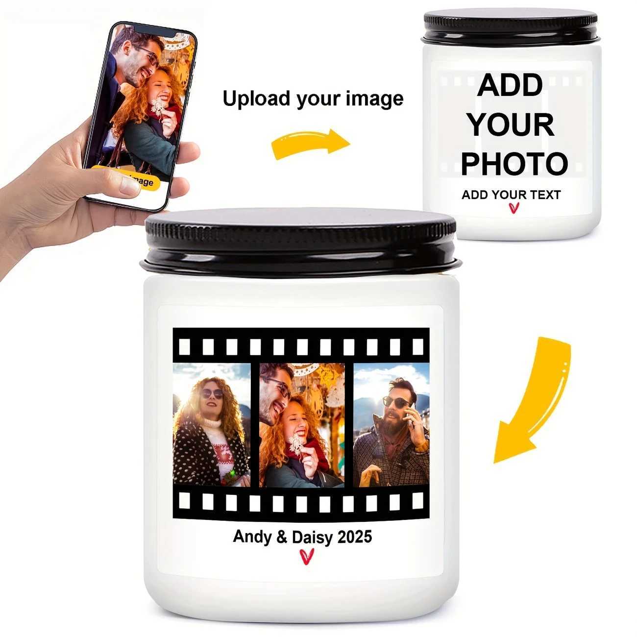 7oz (200g) Personalized Aromatherapy Candles Customized Photos and Text on Film Suitable for Valentines Day Christmas W250704