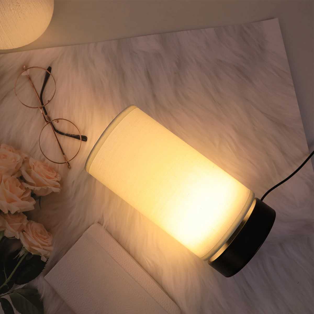 Modern Minimalist Fabric Warm Light Desk Lamp USB Switch Bedroom Bedside Ambient Light Living Room and Study Decoration XJ250703